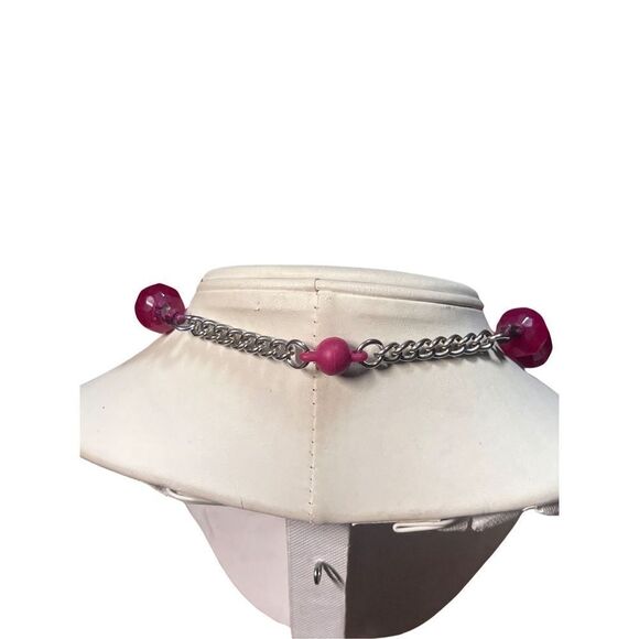 Vintage Raspberry Quartz Faceted Chunky Choker Women’s Vintage Necklace - Picture 6 of 9